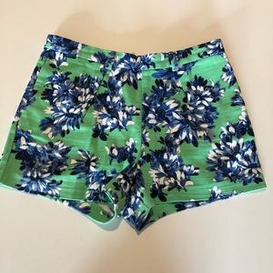 J. Crew Green with Blue Floral Shorts Size 8